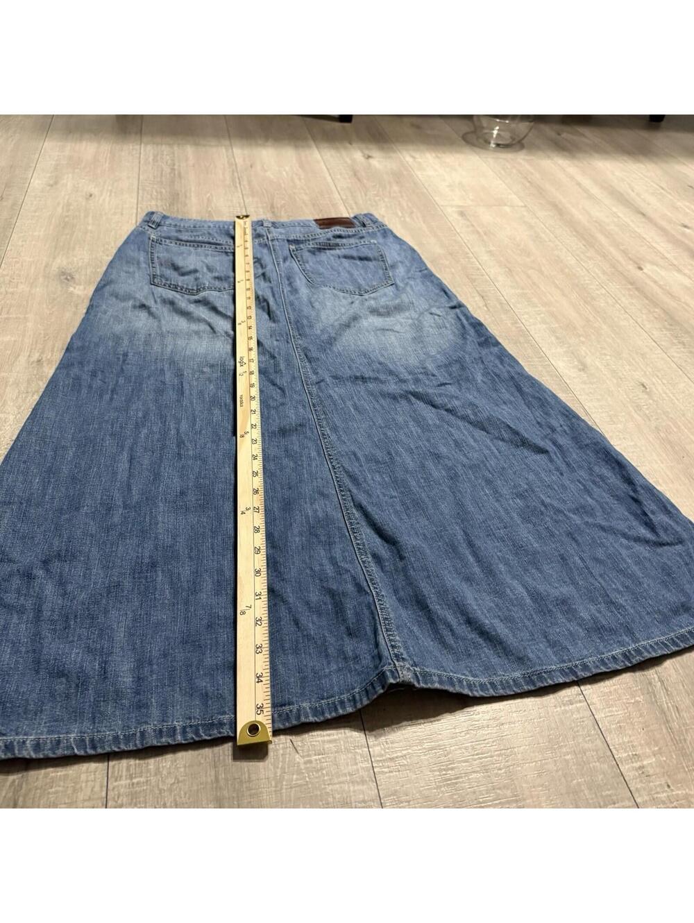 Vintage Lauren Ralph Lauren Y2K Women's 8 Denim Maxi Skirt Western Cottage Blue - Picture 8 of 9